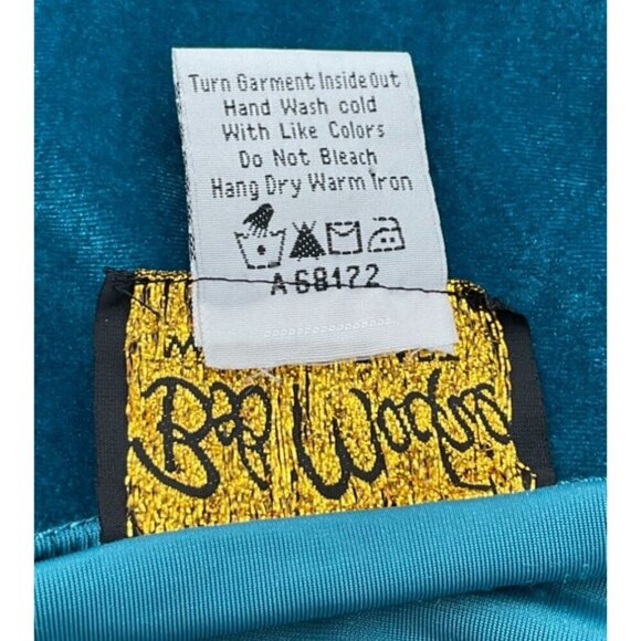 Bob Mackie Wearable Art Teal Velvet LS Vintage Top Beaded Cutwork Neckline XS - Picture 6 of 7